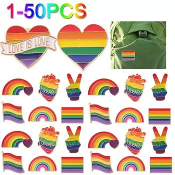 1-50 шт. Радужная забавная эмалевая булавка, красочная брошь, металлическая булавка, креативная модная булавка для лацкана, ювелирная художественная брошь для одежды 1PCS