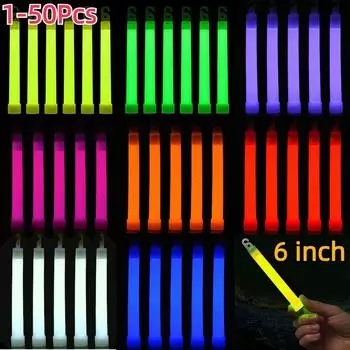 1-50 шт. светящиеся палочки с крючком 6 дюймов флуоресцентный свет для походов кемпинга на открытом воздухе аварийные концертные вечеринки световые палочки