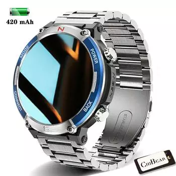 1,52-дюймовый Bluetooth-звонок Смарт-часы для мужчин Фитнес-трекер 420 мАч Аккумулятор IP68 Водонепроницаемый Спорт на открытом воздухе Смарт-часы для Android Ios