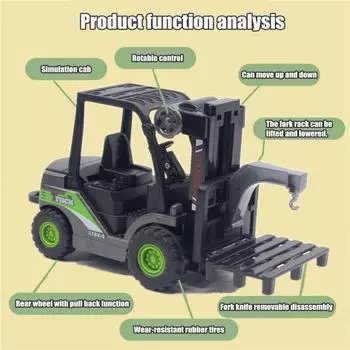 1/55 детский игрушечный вилочный погрузчик из сплава с инерционным приводом, литой игрушечный вилочный погрузчик, реалистичная строительная машина, образовательная модель подъемного крана для малышей жёлтый