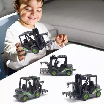 1/55 детский игрушечный вилочный погрузчик из сплава с инерционным приводом, литой игрушечный вилочный погрузчик, реалистичная строительная машина, образовательная модель подъемного крана для малышей жёлтый