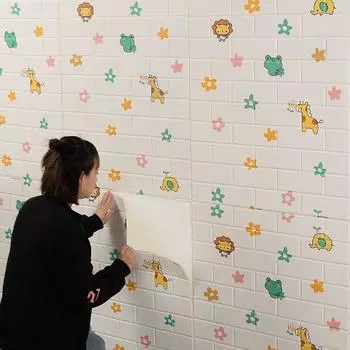 1/5/10 шт. 35*30 см 3D наклейки на кирпичную стену DIY Декор самоклеящиеся водонепроницаемые обои для детской комнаты Спальня Кухня домашний декор стен 1Pcs 35*30cm белый