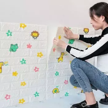 1/5/10 шт. 70*38 см 3D наклейки на кирпичную стену DIY Декор самоклеящиеся водонепроницаемые обои для детской комнаты Спальня Кухня домашний декор стен 1Pcs 70*38cm белый