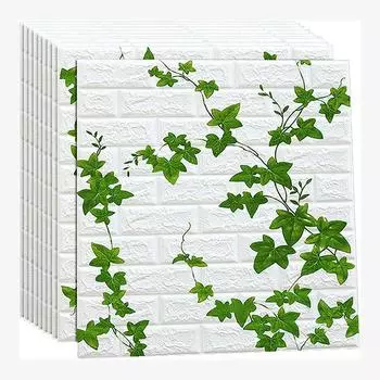 1/5/10 шт. 70*38 см Высокое качество 3D пенопластовая настенная панель Ретро самоклеящиеся обои Гостиная фоновая стена украшение дома 1Pcs 70*38cm зелёный/белый