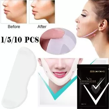 1/5/10 шт. Лифтинг-укрепляющая V-образная маска для лица Микромоделирующая маска для лица с подвесками для лица Маленькая увлажняющая маска для лица с V-образным вырезом 1PCS