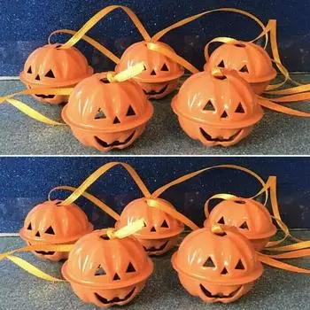 1/5/10 шт. металлический колокольчик на Хэллоуин в виде головы тыквы, колокольчики, украшения для дерева, подвесной декор, товары для вечеринок и мероприятий 1 PCS