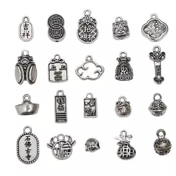 1/5/10 шт./пакет сплав китайский благоприятный кулон DIY браслет ожерелье серьги ювелирные изделия аксессуары 13x15mm 10pcs/bag