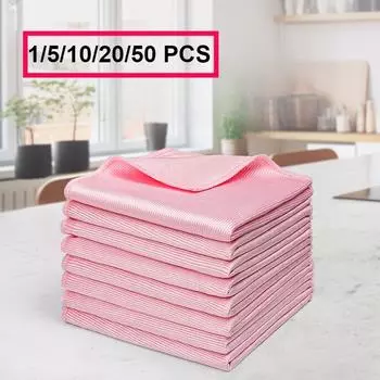 1/5/10 шт. Ультратонкая волокнистая салфетка для чистки стекла, столовых приборов, ножей и вилок, полировка, удаление пятен от воды, многофункциональная салфетка 1 PCS синий