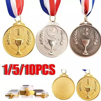 1/5/10 шт. Золотая Серебряная Бронзовая Медаль Победителя Награда Футбольные Соревнования Призы Награда Медаль Для Игр На Открытом Воздухе Сувенирные Подарки серебряный