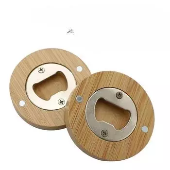 1/5/10Pcs Round Bamboo Beer Bottle Opener Portable Bar Beverages Tools with Magnetic Fridge Magnet Kitchen Tools Accessories