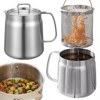 1,5/2 л кухонная фритюрница с фильтром, герметичная, из нержавеющей стали, универсальный масляный фильтр, кастрюля для жарки картофеля фри