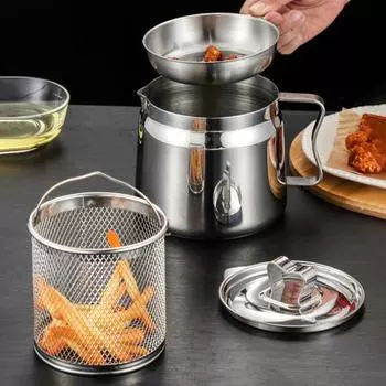 1,5/2 л масляный фильтр из нержавеющей стали с корзиной для фритюрницы, большой емкости, мелкоячеистое сито, масло для экономии жира с беконом L