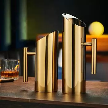 1.5/2L Cold Water Kettle with Handle Stainless Steel Modern Drinks Pitcher Large Capacity Cocktail Pot for Home Restaurant Bar