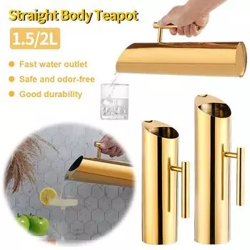 1.5/2L Cold Water Kettle with Handle Stainless Steel Modern Drinks Pitcher Large Capacity Cocktail Pot for Home Restaurant Bar