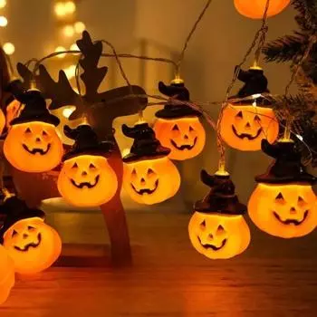 1.5/3/6M Pumpkin String Lights Night Halloween Party Decor Home Outdoor Ghost Scary Carnival Festive Horror Halloween Party Props 1.5m 10led,1pc