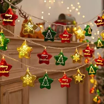 1.5/3M Electroplating Ball String Light Decorative Twinkle Star String Light Christmas 3m-Star