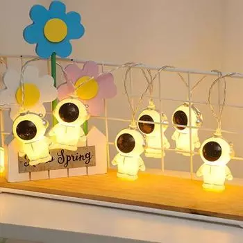 1.5/3m LED Astronaut Cartoon String Light Battery Powered Bedroom Garden Space Theme Children s Birthday Party Ornament Decor 1.5m 10leds теплый белый