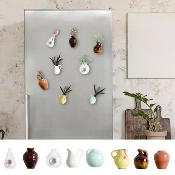 1/5/7 шт 3D ваза керамическая магнит на холодильник китайский стиль мини ваза для цветов магнит на холодильник домашний офис кухня украшение на холодильник