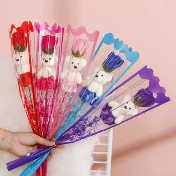 1/5/8 шт. Мыло сделано из цветов, украшение, мультяшный ароматизированный цветок, мыло, розы, романтический красочный медведь, мыло, роза, плюшевый мишка 1pc