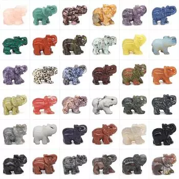 1,5-дюймовая статуэтка слона, натуральный драгоценный камень, кристалл, ручная работа, лечебный камень Рейки, кварц, фигурка животного, поделки, украшение для дома, подарок