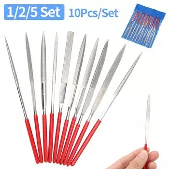 1-5 комплектов алмазных надфилей, набор из 3 мини-надфилей по 140 мм для резьбы по камню, стеклу, металлу, ручных инструментов, надфилей, 10 шт./набор 140X3MM