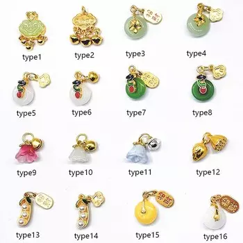 1-5 комплектов, имитация нефрита в виде тыквы-лотоса, золотого цвета, подвеска с пряжкой, ручная работа, браслет, ожерелье, ювелирное изделие, кулон Type 2 1pcs