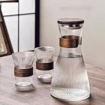 1,5 л Большая емкость Высокое боросиликатное стекло Холодный чайник Теплоизоляционный лист Крышка из грецкого ореха Вертикальный Зерно Простой Бытовой Горшок