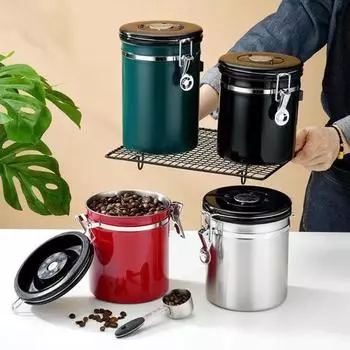 1,5 л герметичный бак большой емкости из нержавеющей стали с защитой от плесени герметичный кофейный контейнер с ложкой для кухни 1500ML красный