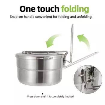 1,5 л Нержавеющая сталь Ланч-кейс Кемпинговый горшок Для Кемпинга На Открытом Воздухе С Пешим Туризмом Рыбалка onesize