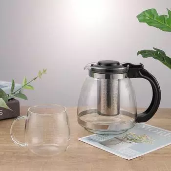 1,5 л стеклянный чайник для заваривания чая для домашнего офиса, утолщенный, жаропрочный и устойчивый к высоким температурам, с фильтром для заваривания чая