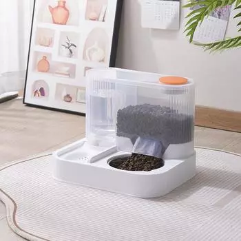 1.5 liters Large Capacity Automatic Cat Food Dispenser Drinking Water Bowl Wet and Dry Separation Dog Food Container Cat Bowl 1.5L белый