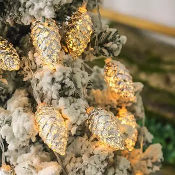 1,5 м 10 светодиодных гирлянд из сосновой шишки, рождественские украшения, декор гирлянды, рождественские огни, новогодние гирлянды, XYZ золотой