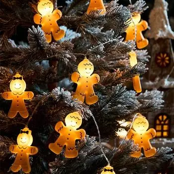 1,5 м 10 светодиодных рождественских гирлянд в виде пряничного человечка, гирлянды в виде пряничной феи для детской рождественской елки, подвесной светильник для спальни