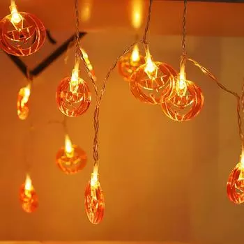 1,5 м 10 светодиодных светодиодных гирлянд для тыквы на Хэллоуин, призрачные скелеты, летучая мышь, подвесной фонарь для домашней вечеринки, фестиваль, декор, рождественские украшения 1.5M 10LEDs