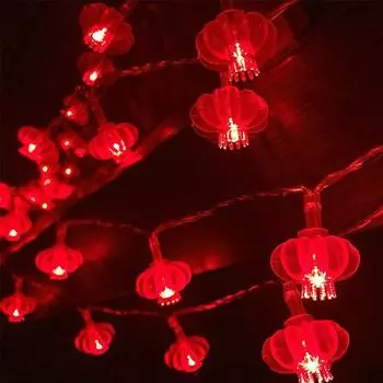 1,5 м 10 светодиодов С Новым годом Красный фонарь гирлянда декор Китайские гирлянды-узелки Свадебные украшения Китайский весенний фестиваль декор
