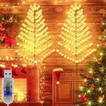 1,5 м 120 светодиодных рождественских веток USB ротанговое дерево 8 режимов DIY для дома гостиная вечеринка День благодарения рождественские украшения огни теплый белый