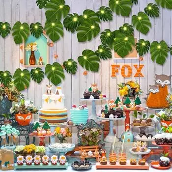 1,5 м/3 м светодиодные искусственные листья черепахи гирлянды для дома, сада, свадьбы, детского душа, гавайской тематики, джунглей, дня рождения, вечеринки, украшения 1PC