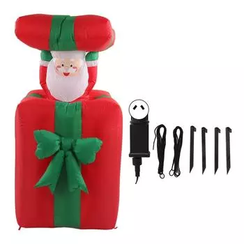 1,5 м/4,92 фута Рождественский надувной светящийся Санта-Клаус, украшение для улицы, надувной Санта-Клаус с подарком