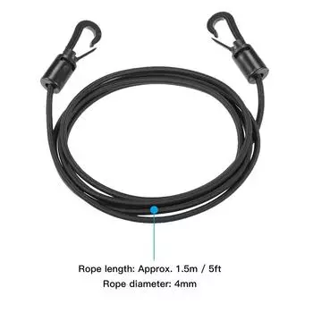 1,5 м 4 мм эластичный шнур для каяка, каноэ, амортизатор, крюк, веревка чёрный