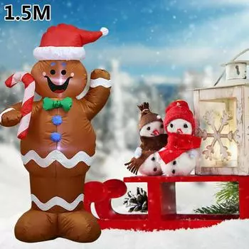 1,5 м/5 футов надувной пряничный человечек Рождественский Санта-Клаус домашний декор в помещении и на открытом воздухе EU Plug