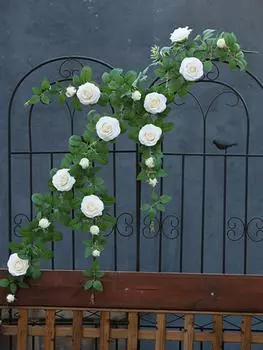 1,5 м искусственная роза висячие цветы искусственные висячие растения висячие растения искусственные цветы для дома комнаты сада свадьбы в помещении и на открытом воздухе декор белый
