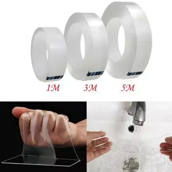1/5 м прозрачная многофункциональная нано-лента бесследные моющиеся клейкие гелевые подушечки двусторонние нескользящие съемные липкие полоски 1M