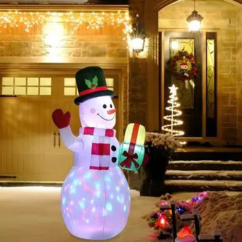 1,5 м Рождественское украшение надувная игрушка подарок снеговик пингвин встроенные светодиодные фонари для дома и улицы новогодняя вечеринка садовый декор