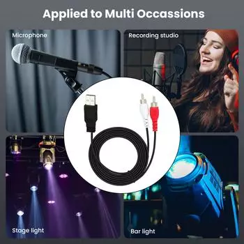 1,5 м USB 2.0 Male to 2RCA Male аудио-видео кабель-адаптер подходит для ТВ/ПК видеокамер вспомогательный преобразователь для домашних развлечений