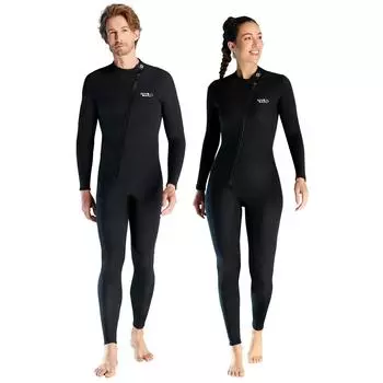 1,5 мм женский неопреновый гидрокостюм для взрослых, цельный гидрокостюм с передней молнией и длинными рукавами, купальный костюм, спортивный костюм для каяка и серфинга S чёрный