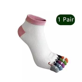 1/5 пар носков с пальцами для женщин и девочек, хлопковые, белые, милые, с мультяшным принтом медведя и рыбы, мягкие, красивые, модные, до щиколотки, лодочки, с пятью пальцами EU35-39