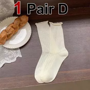 1/5 пар женских летних тонких хлопковых носков средней длины, впитывающих пот, дышащих, сетчатых, в форме сердца, с завернутыми краями, складывающихся в стопку One Size