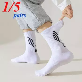 1/5 пары носков для бега для мужчин и женщин, компрессионные носки для фитнеса, спортивные, яркие, дышащие, баскетбольные носки для марафона 1 pair белый