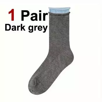 1/5 пары женских двухслойных носков с круглым вырезом, модные простые носки с закругленным краем, впитывающие пот, дышащие, повседневные носки One Size