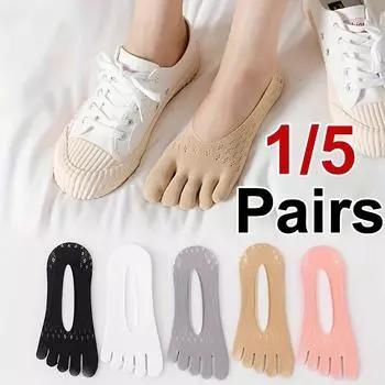 1/5 пары женских носков-невидимок с разделенными пальцами, модный дизайн, летний стиль, сетчатые, впитывающие пот, дышащие, с пятью пальцами One Size